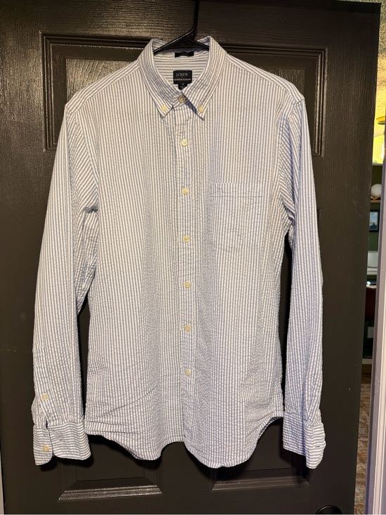 J. Crew Other - J. Crew Men's Blue and White Seersucker Button-Down Shirt